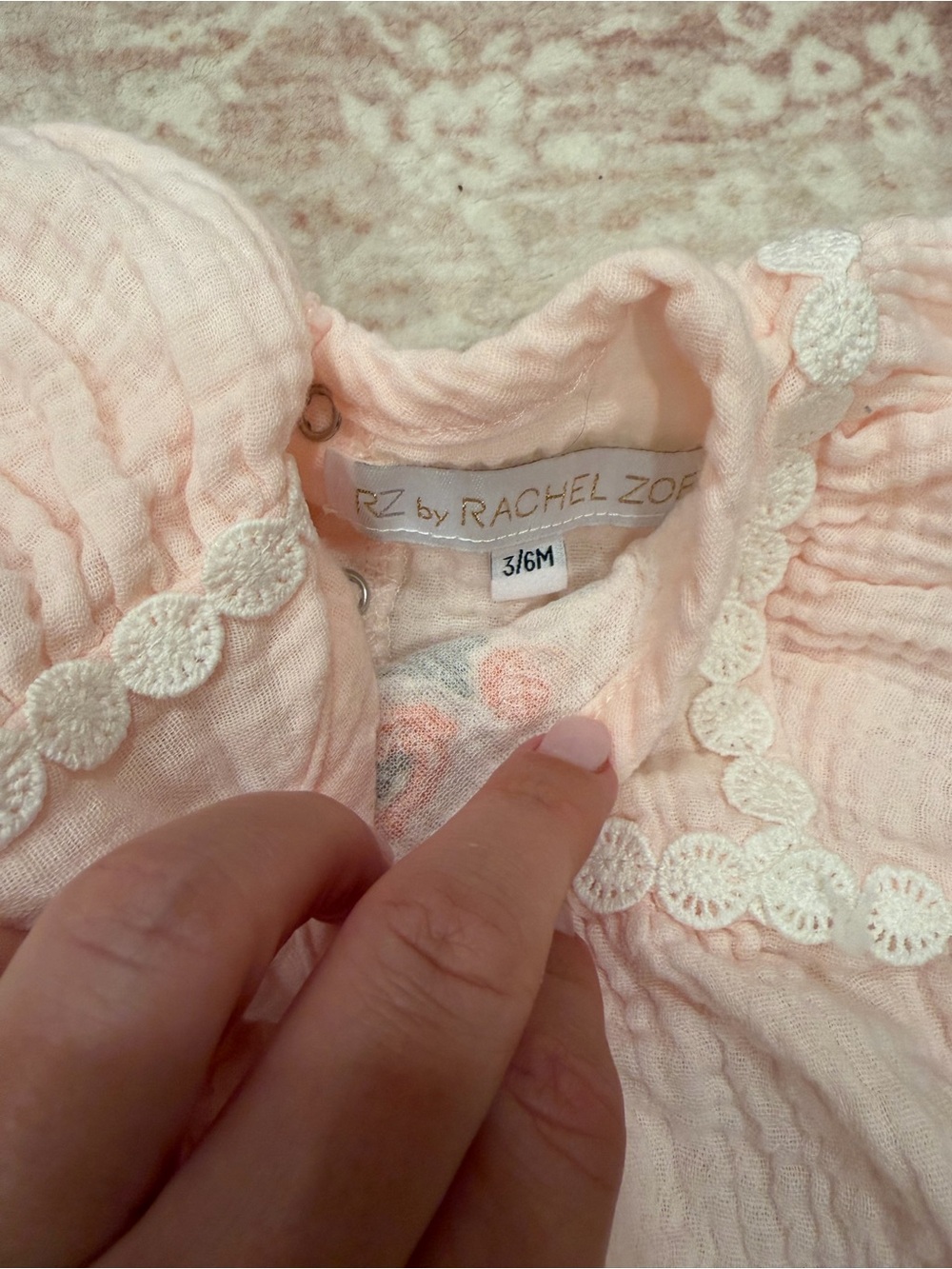 Rachel Zoe Light Pink Girls' Cotton Dress with White Scallop Trim